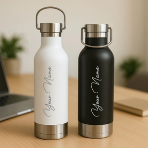 500ml White Stainless Steel Vacuum Bottle with Steel Handle – Double Wall Insulated Water Bottle offistoreindia