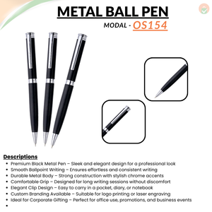 Ball Pen with Sleek Black Finish 0.7mm Ballpoint