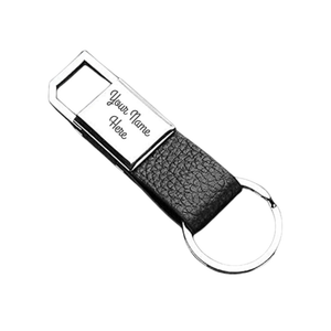 Black Leather Strap Metal 600 Keychain offistoreindia