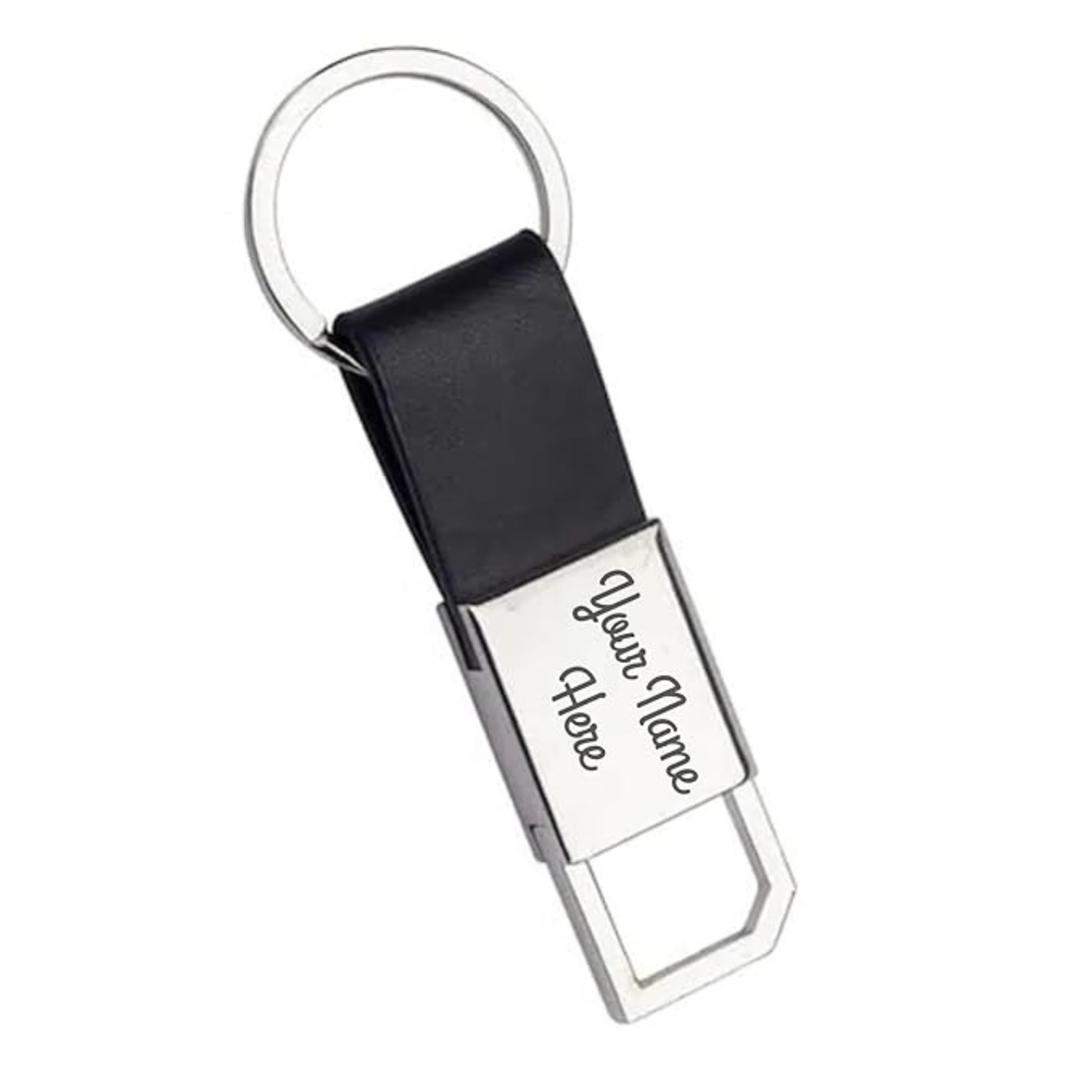 Black Leather Strap Metal 600 Keychain offistoreindia