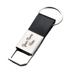 Black Leather Strap Metal 600 Keychain offistoreindia