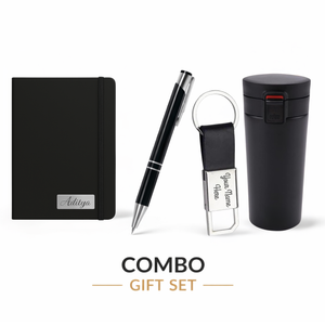 Combo Gift Set Coffee Cup Tumbler Leather Strap Keychain Metal Pen A5 Italian PU Diary offistoreindia