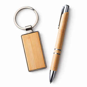 Combo Gift Set Custom Engraved Wooden Metal Keychain Personalized Bamboo Ballpoint Pen offistoreindia