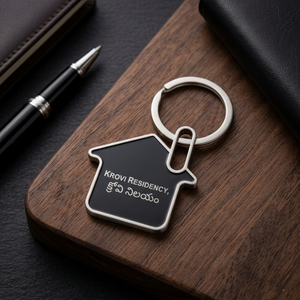 Combo Gift Set Home Shape Steel Keychain Personalized Black Metal Ballpoint Pen offistoreindia