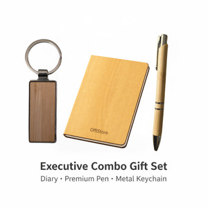 Combo Gift Set Wooden Metal Keychain Bamboo Engraved Pen Wooden Diary offistoreindia