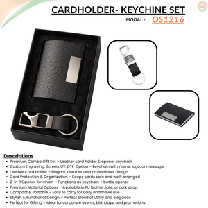 Combo Gift Set Leather Card Holder Personalized Opener Keychain