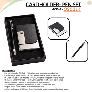 Combo Gift Set Personalized Card Holder Black Metal Ballpoint Pen