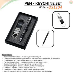 Combo Gift Set Personalized Opener Keychain Personalized Black Metal Ballpoint Pen