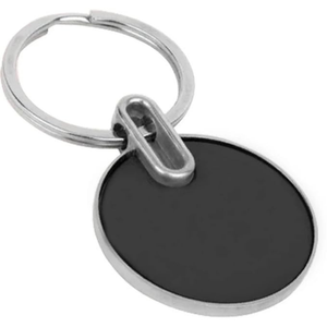 Glossy Black Finished Round Keychain with Opener offistoreindia