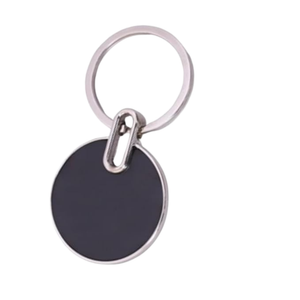 Glossy Black Finished Round Keychain with Opener offistoreindia