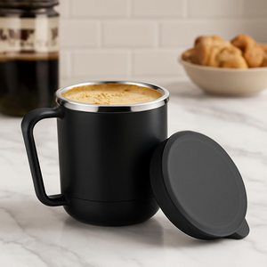 Insulated Stainless Steel Coffee Mug with Lid – 300ml offistoreindia