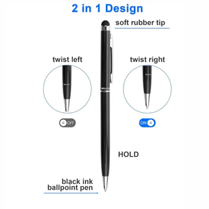 Personalized 2-in-1 Stylus Pen Ballpoint – Black Metal Body offistoreindia