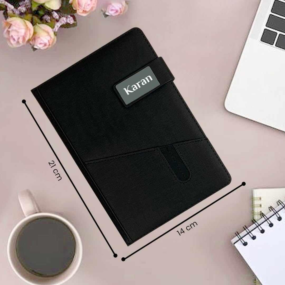 Personalized Diary with Name – Customized Leather Notebook with Magnetic Flip Lock