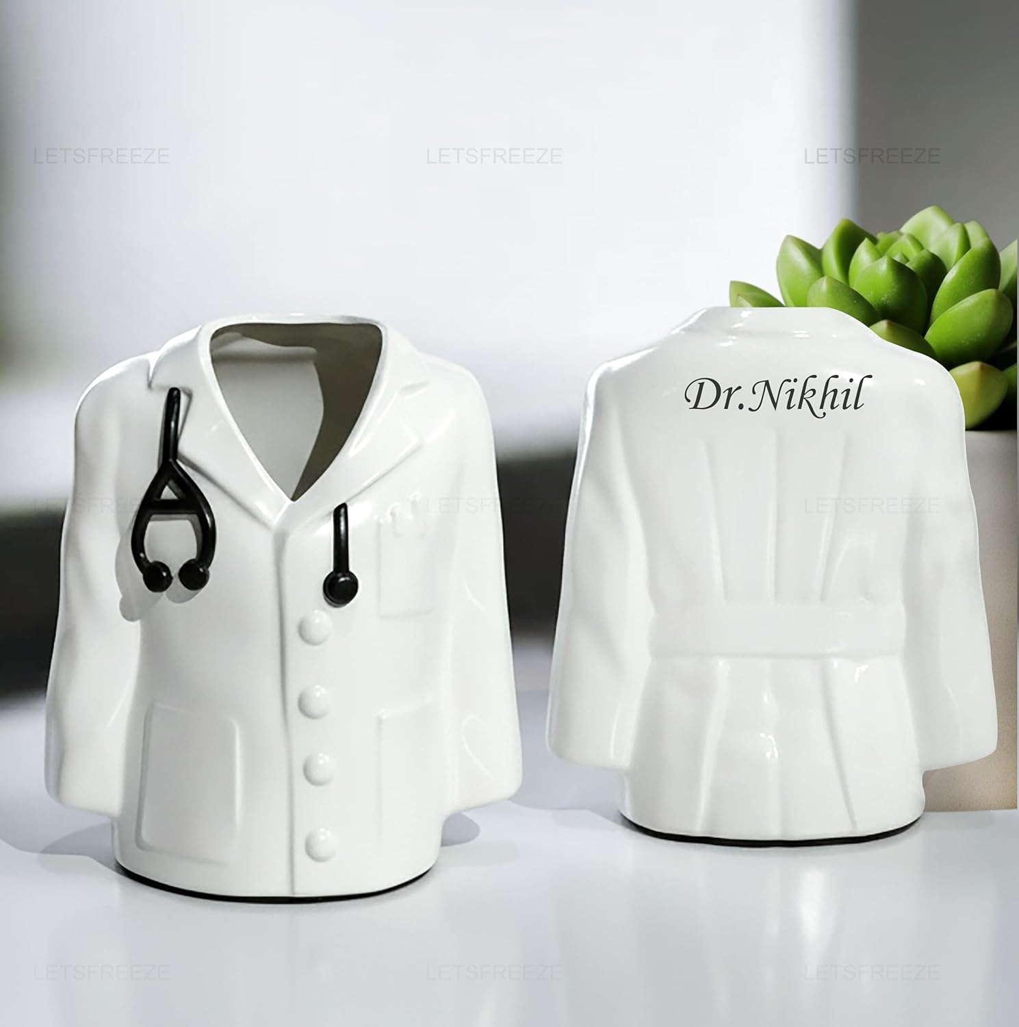 Personalized Doctor Coat Pen Stand – Engraved Desk Organizer offistoreindia