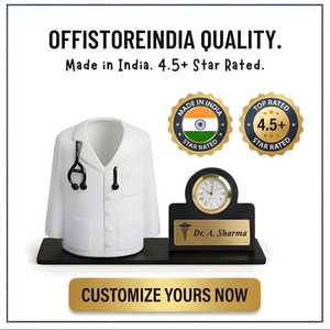 Personalized Doctor Pen Stand with Name Clock – Customized Desk Organizer for Doctors offistoreindia