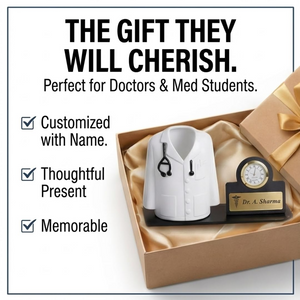Personalized Doctor Pen Stand with Name Clock – Customized Desk Organizer for Doctors offistoreindia