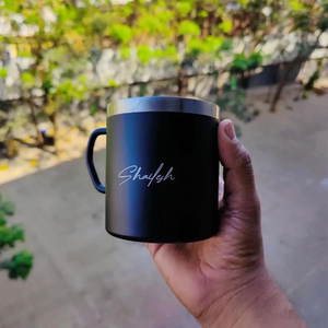 Personalized Name Stainless Steel Mug 250 ml (Black) offistoreindia