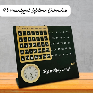 Personalized Steel Infinity Desk Calendar with Clock – Lifetime Perpetual Calendar offistoreindia