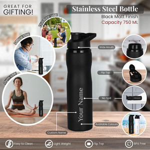 Personalized Water Bottle with Name – 750ml Stainless Steel Sports Sipper offistoreindia