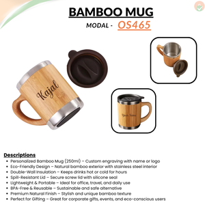 Personalized Bamboo Mug – Eco-Friendly Custom Travel Mug (250ml)