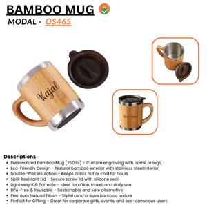 Personalized Bamboo Mug – Eco-Friendly Custom Travel Mug (250ml)