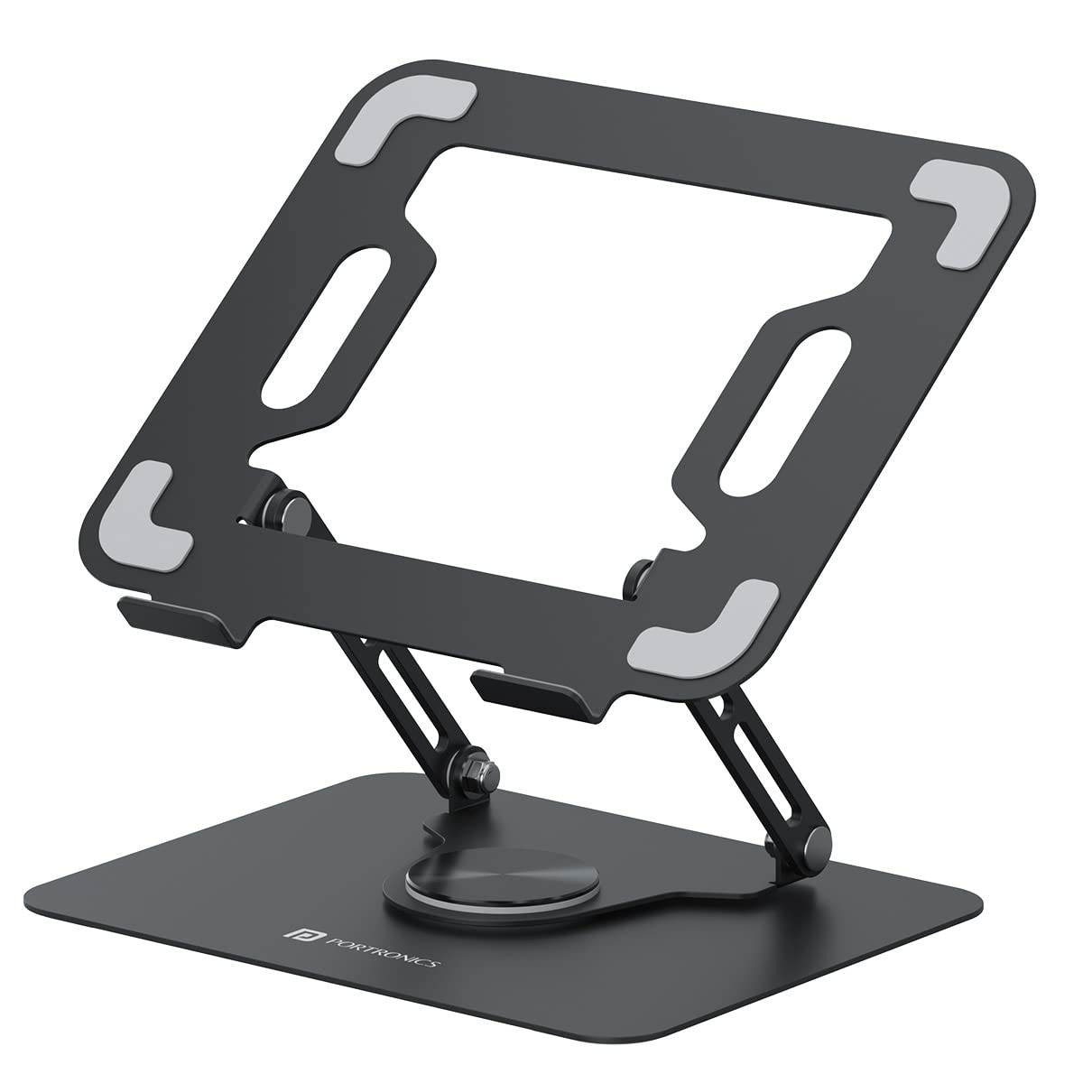 Portable Laptop Stand – Adjustable Height 360° Rotating Base Ventilated Anti-Slip Design (Black)