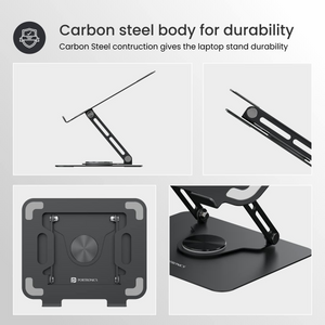 Portable Laptop Stand – Adjustable Height 360° Rotating Base Ventilated Anti-Slip Design (Black) offistoreindia