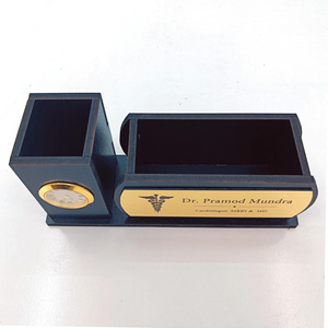 Professional Wooden Desk Organiser with Clock Name Plate – 2 Compartments offistoreindia