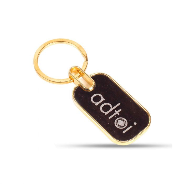 Rectangular Metal Keychain – Golden offistoreindia