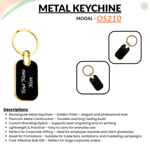 Rectangular Metal Keychain – Golden offistoreindia