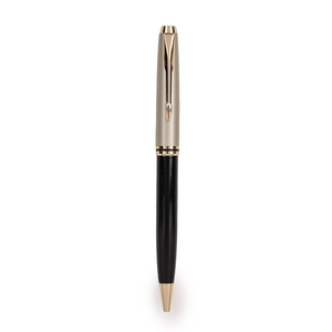 Shine Black Body Roller Ball Pen – Satin Gray Cap with Golden Arrow Clip offistoreindia