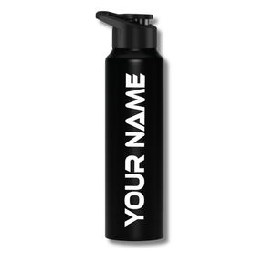 Stainless Steel Customized Sipper Water Bottle 1 Litre – Black (1000ml) offistoreindia