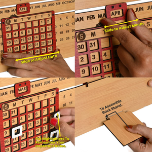 Wooden Lifetime Infinite Desk Calendar 3D Motivational Table Calendar offistoreindia