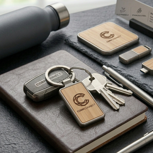 Wooden Metal Keychain Premium Custom Engraved Keychain for Corporate Personal Gifting offistoreindia