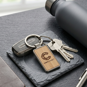 Wooden Metal Keychain Premium Custom Engraved Keychain for Corporate Personal Gifting offistoreindia
