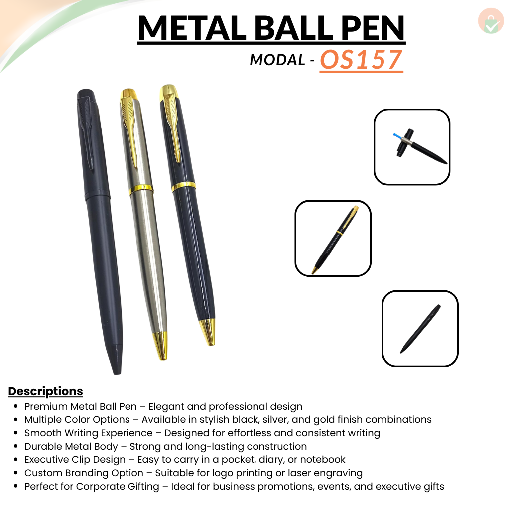 Ball Pen with Black Metal Body – Matte Finish