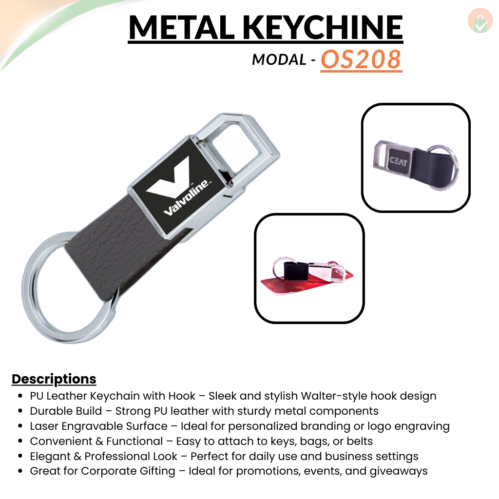 Walter PU Leather Keychain – Premium Corporate Keyring (Black)