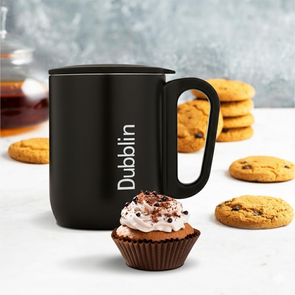 270 ml Stylish Black Sober Mug with Airtight Lid offistoreindia