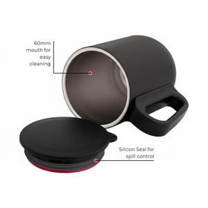 270 ml Stylish Black Sober Mug with Airtight Lid offistoreindia