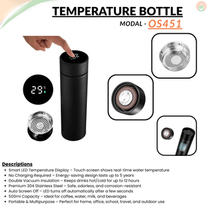 500ml Double Wall Black Stainless Steel Vacuum Flask offistoreindia