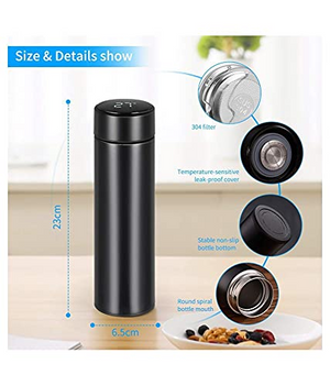 500ml Double Wall Black Stainless Steel Vacuum Flask offistoreindia