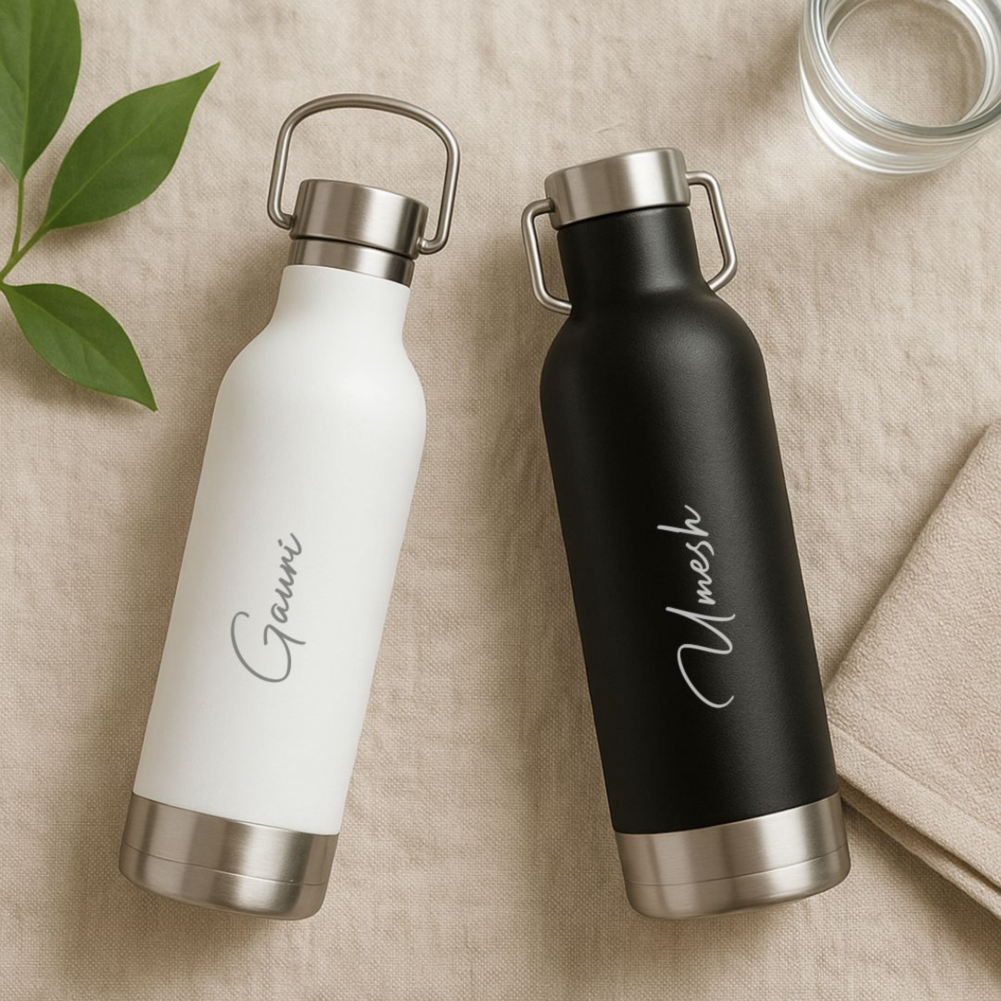 500ml White Stainless Steel Vacuum Bottle with Steel Handle – Double Wall Insulated Water Bottle offistoreindia