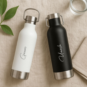 500ml White Stainless Steel Vacuum Bottle with Steel Handle – Double Wall Insulated Water Bottle offistoreindia