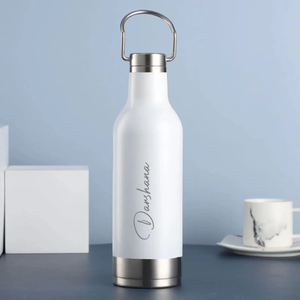 500ml White Stainless Steel Vacuum Bottle with Steel Handle – Double Wall Insulated Water Bottle