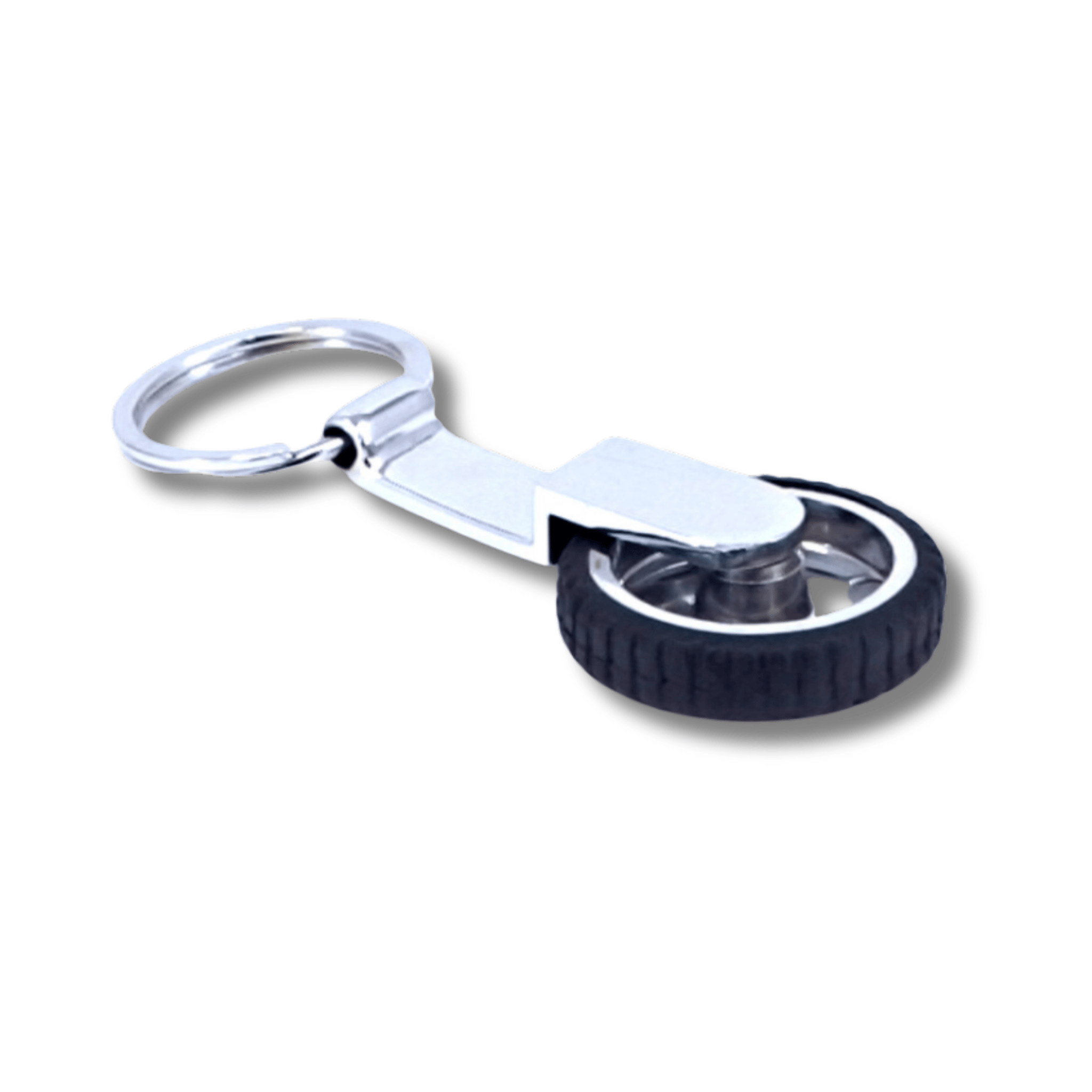 Alloy Wheel Tyre Keychain – Premium Automotive Keyring (Silver) offistoreindia