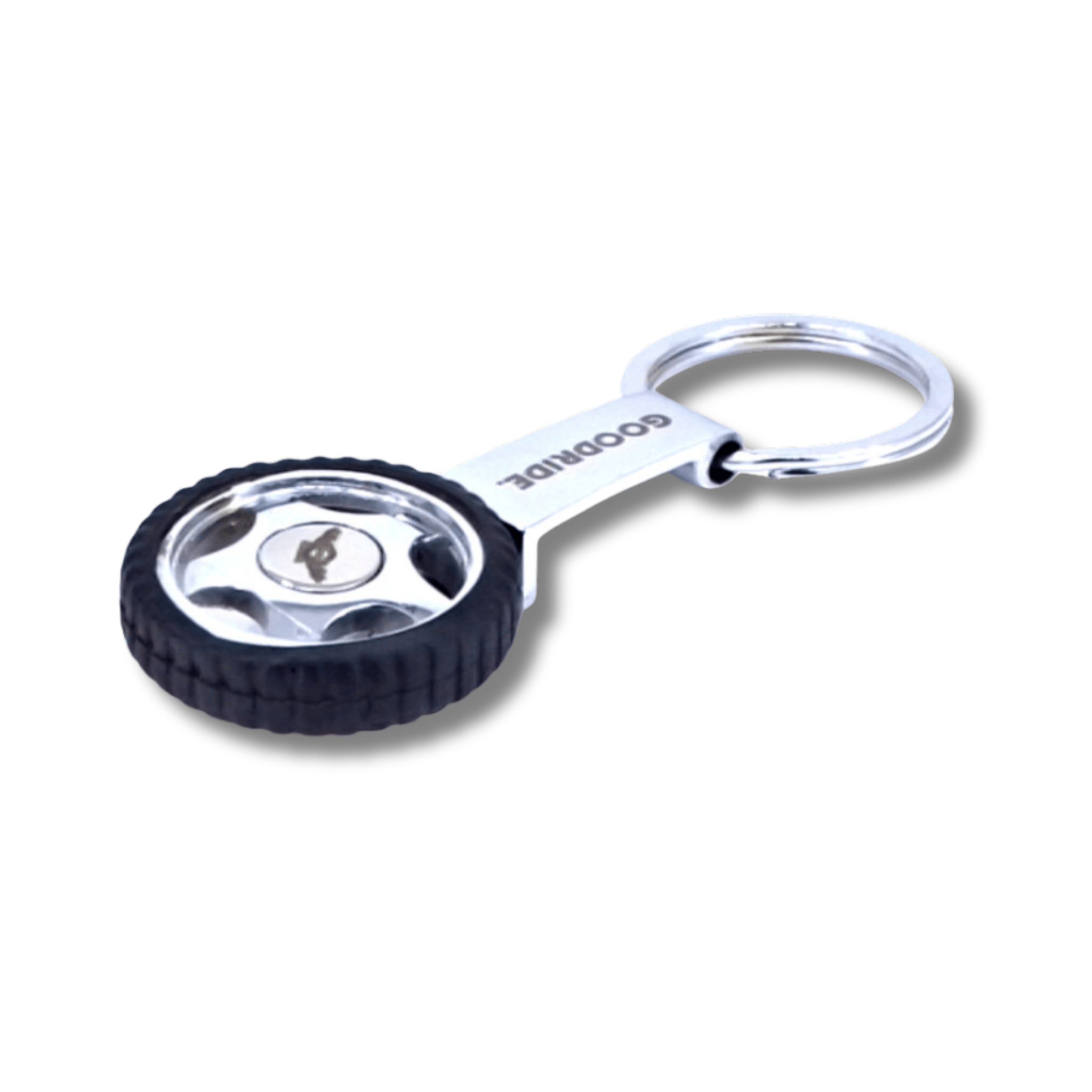 Alloy Wheel Tyre Keychain – Premium Automotive Keyring (Silver) offistoreindia
