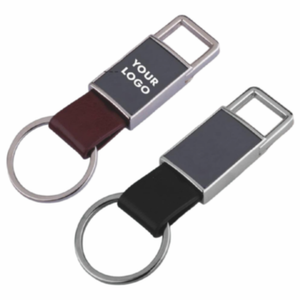 Black Stainless Steel Pull Out Rectangle Metal PU Keychain offistoreindia