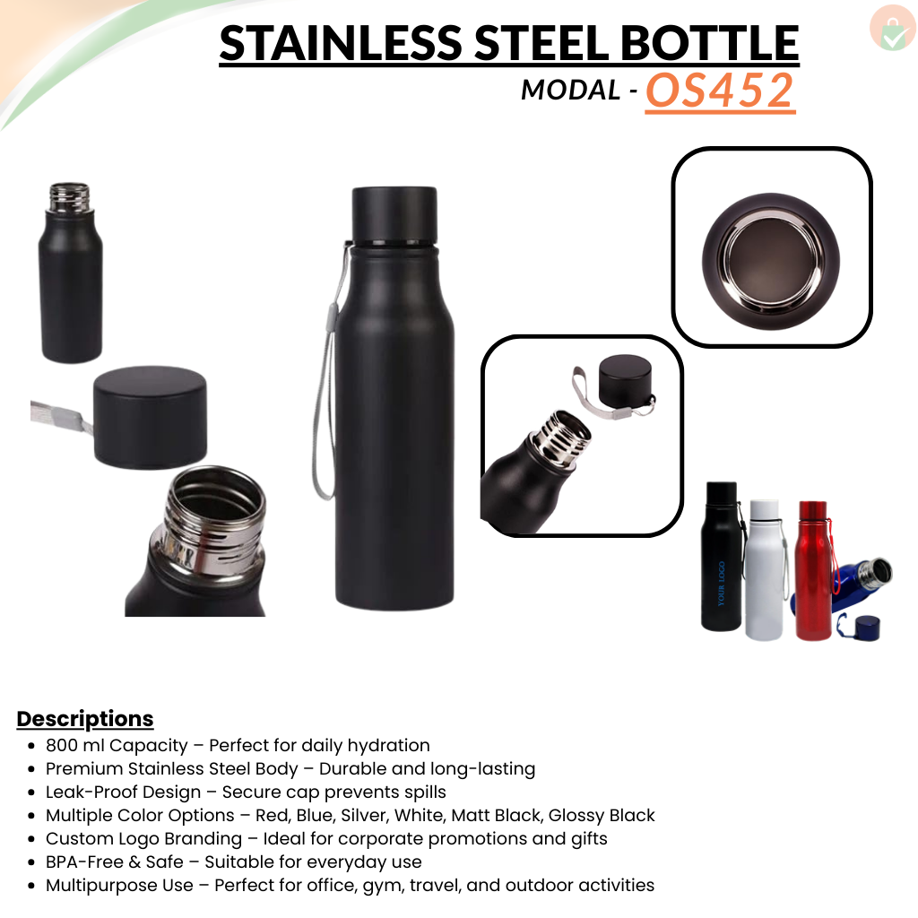 Black 750 ml Sturdy Sports Bottle – Premium Aluminium Water Bottle for Corporate Gifting offistoreindia