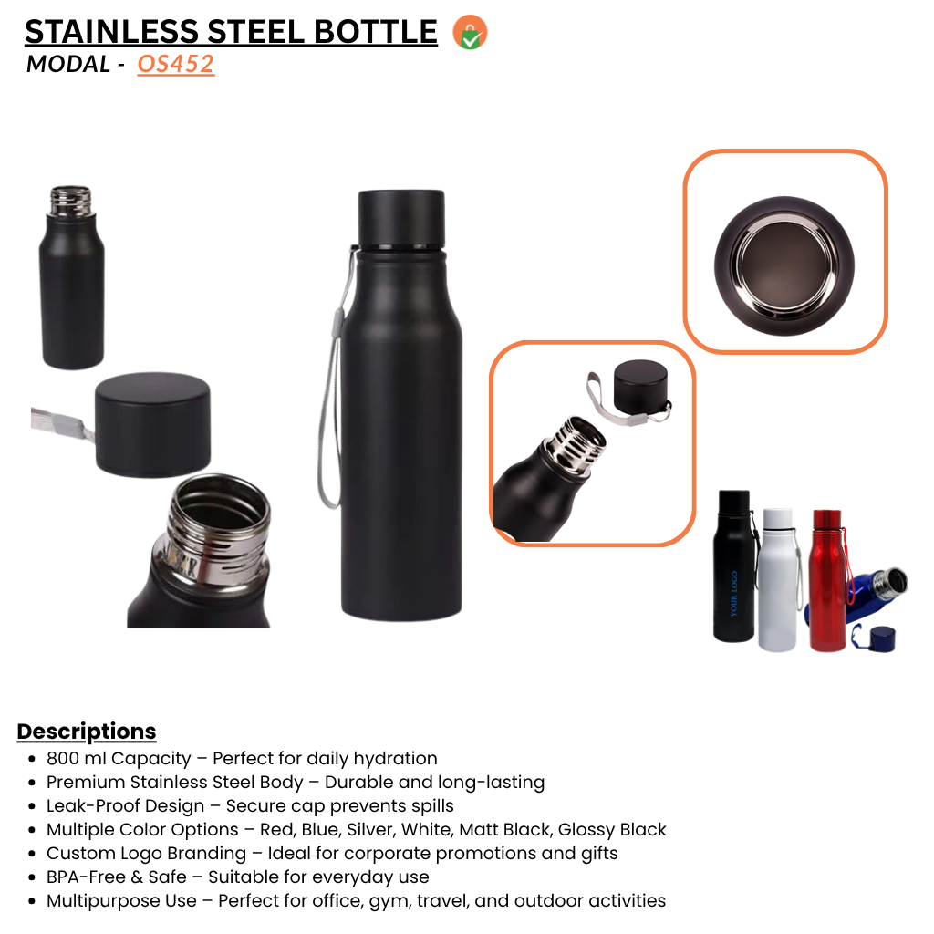 Black 750 ml Sturdy Sports Bottle – Premium Aluminium Water Bottle for Corporate Gifting offistoreindia