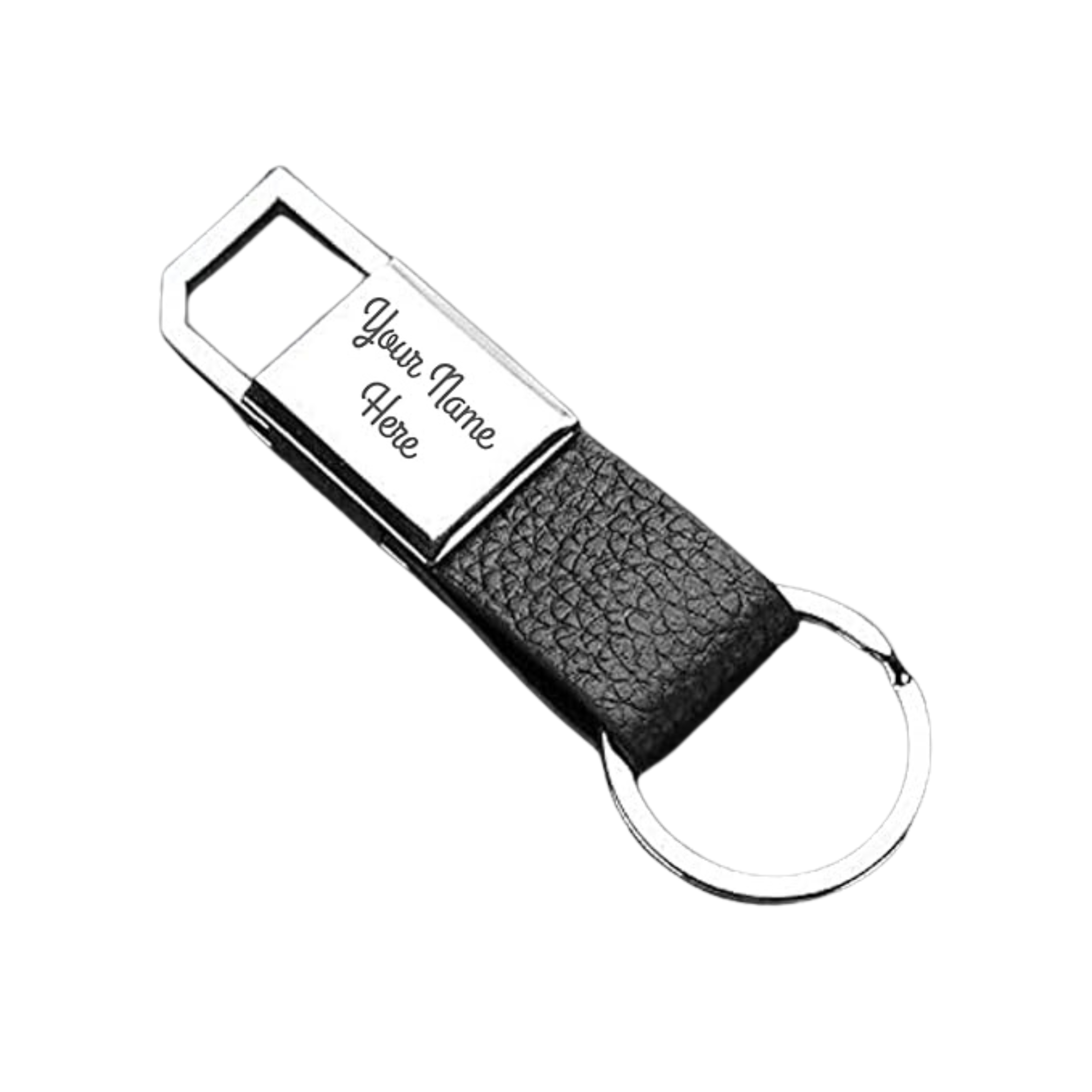 Black Leather Strap Metal 600 Keychain offistoreindia